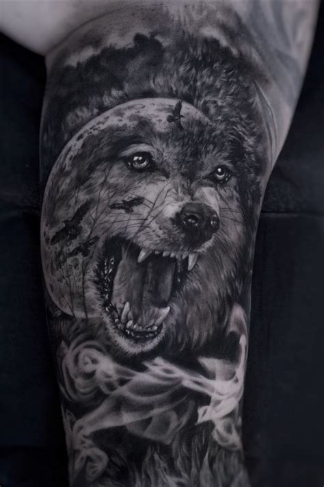 black and grey wolf tattoo|printable wolf tattoos.